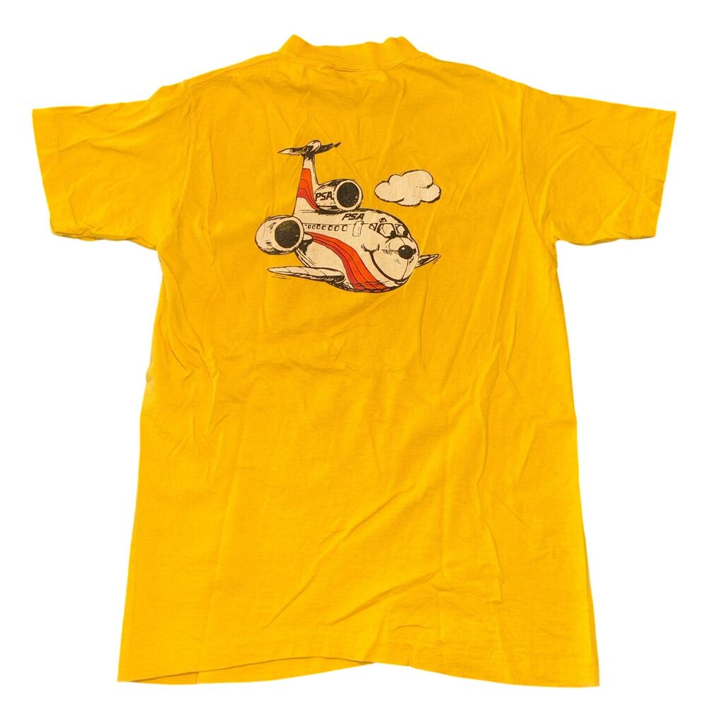 Vintage PSA Airlines T-Shirt Small Yellow Single Stitched USA Anvil